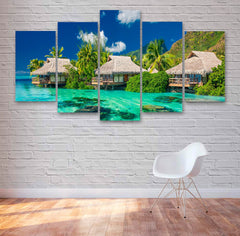 Maldives Beach Huts Wall Art Canvas Decor Printing