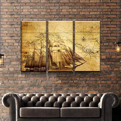 Map Ancient Navigator Sailing Wall Art Canvas Decor Printing