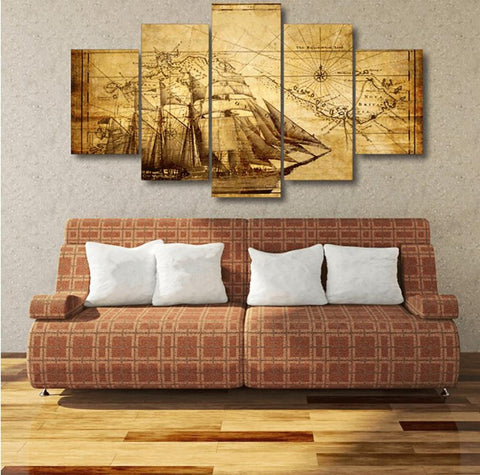 Map Ancient Navigator Sailing Wall Art Canvas Decor Printing