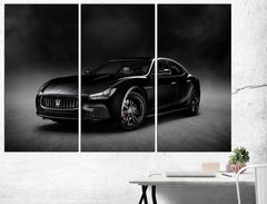 Black Maserati Sport Car Wall Art Canvas Print Decor