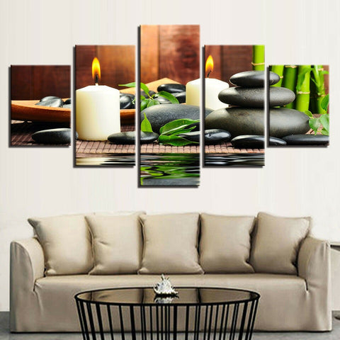 Massage Spa Stones Candle Wall Art Canvas Decor Printing