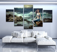 Mermaid Mystical on the Beach Wall Art Canvas Decor Printing