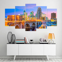 Minnesota Minneapolis Downtown Skyline Wall Art Canvas Decor Printing