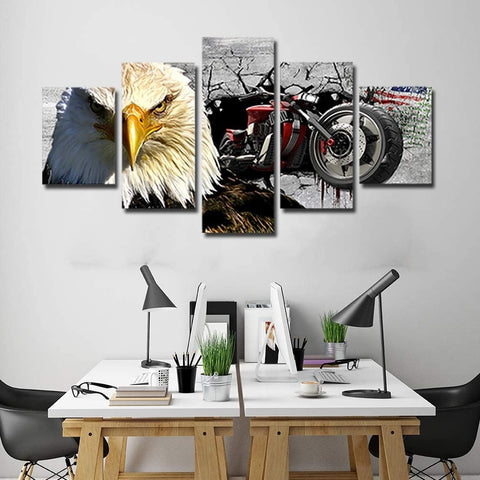 Modern American Eagle Motorcycle Wall Art Canvas Decor Printing