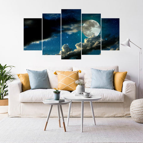 Moon Earth from Space Milky Way Wall Art Canvas Decor Printing