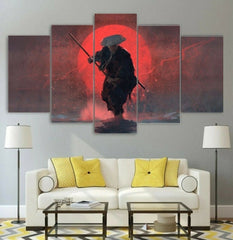 Moon Oriental Samurai Warrior Wall Art Canvas Decor Printing