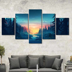 Mountain Wilderness Sunset Bliss Landscape Wall Art Canvas Decor Printing