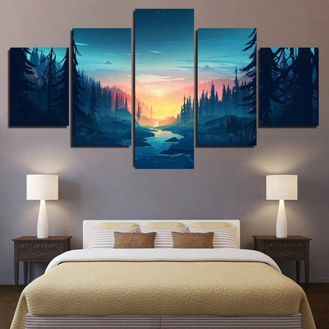 Mountain Wilderness Sunset Bliss Wall Art Canvas Decor Printing