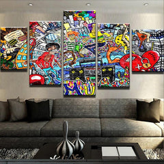 Music Love Graffiti Wall Art Canvas Decor Printing