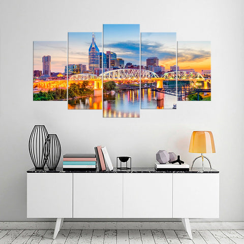 Nashville Tennessee Skyline Cityscape Wall Art Canvas Decor Printing