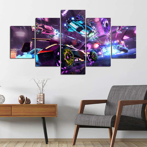 Neon Car Rocket League Video Game Wall Art Canvas Decor Printing