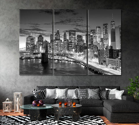 New York City Black And White Wall Art Canvas Print Decor