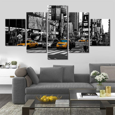 New York Street Scenery White-Black Wall Art Canvas Decor Printing