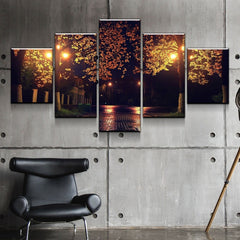 Night Fall Park Walking Wall Art Canvas Decor Printing