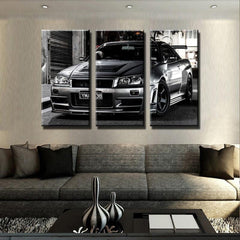 Nissan Skyline Car Black-White Wall Art Canvas Decor Printing