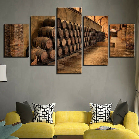 Oak Wood Wine Barrels Wall Art Canvas Decor Printing