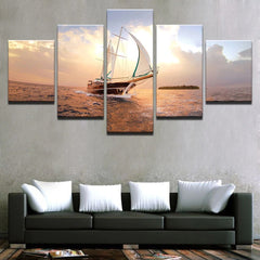 Ocean Sailing Boat On The Sea Wall Art Canvas Decor Printing