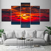 Image of Ocean Sunset Red Sky Wall Art Canvas Decor Printing