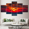 Image of Ocean Sunset Red Sky Wall Art Canvas Decor Printing
