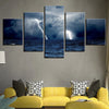 Image of Ocean Thunderstorm Lightning Clouds Waves Wall Art Canvas Decor Printing