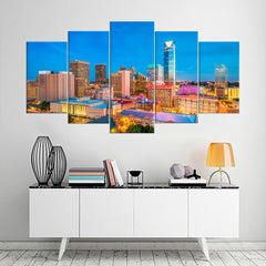 Oklahoma Downtown Cityscape Wall Art Canvas Decor Printing