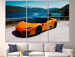 Orange Lamborghini Car Sport Wall Art Canvas Print Decor