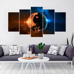 Orange and Blue Planet Wall Art Canvas Decor Printing