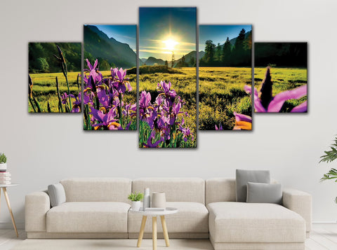 Orchids Field Sunrise Wall Art Canvas Decor Printing