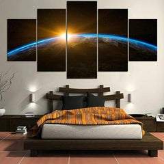 Outer Space Planet Earth Sunset Wall Art Canvas Decor Printing