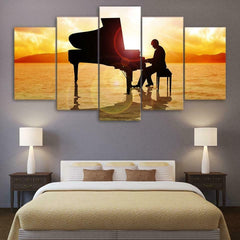 Piano Man Playing Music In The Sunset Wall Art Canvas Decor Printing