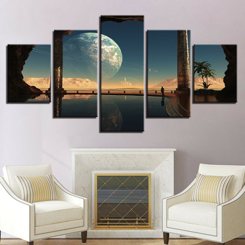 Planets Space Moon Abstract Wall Art Canvas Decor Printing