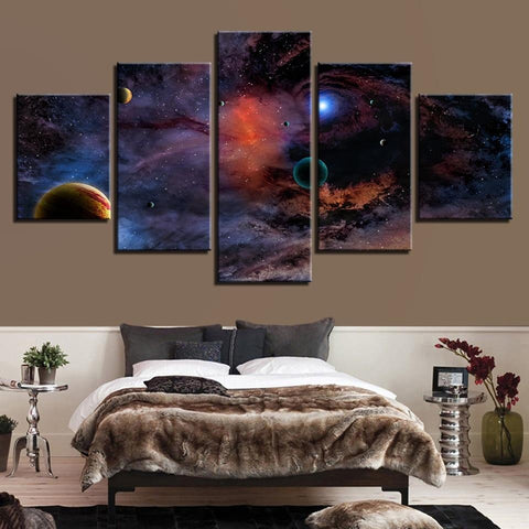 Planets Starry Sky Space Wall Art Canvas Decor Printing