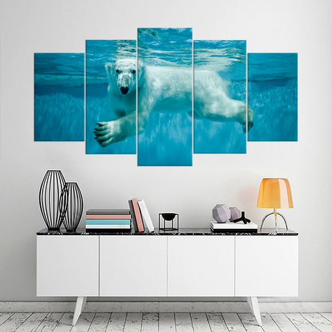 Polar Bear Swimming Underwater Wall Art Canvas Decor Printing