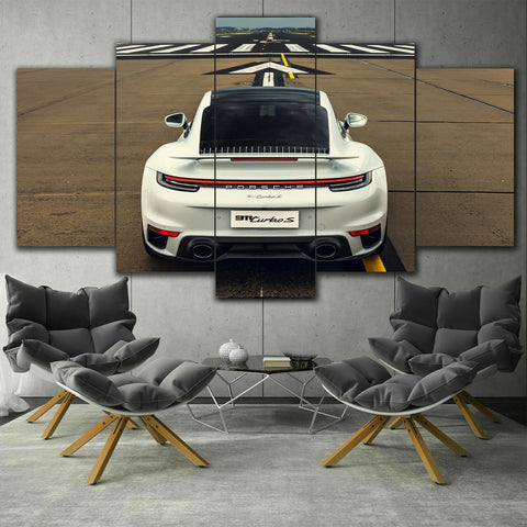 Porsche 911 White GT Sports Car Wall Art Canvas Decor Printing