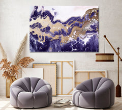 Purple Marble Fluid Ink Wall Art Canvas Print Decor-1Panel