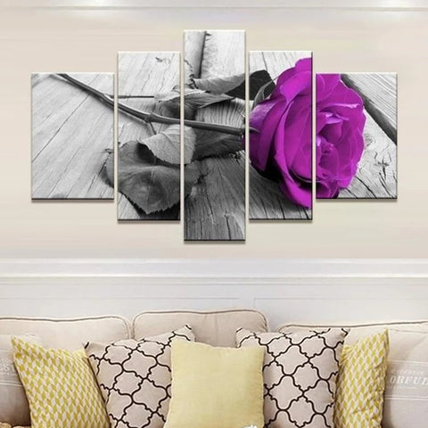 Purple Rose Flower Abstract Wall Art Canvas Decor Printing