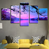 Image of Purple Sunset Tree Lake Wall Art Canvas Decor Printing