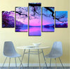 Image of Purple Sunset Trees Lake Wall Art Canvas Decor Printing