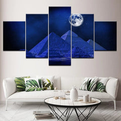 Pyramid Egyptian and Big Moon Wall Art Canvas Decor Printing