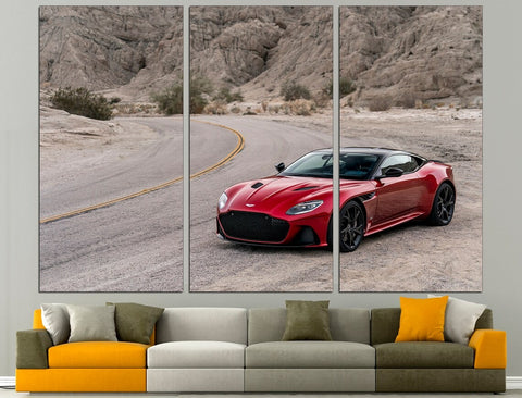 Red Aston Martin Car Wall Art Canvas Print Decor