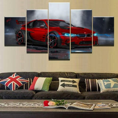 Red M4 Sport Car Wall Art Canvas Decor Printing