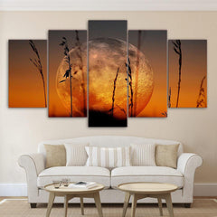 Red Big Moon Natural Wall Art Canvas Decor Printing