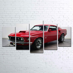 Red Boss 429 Mustang Car Wall Art Canvas Decor Printing