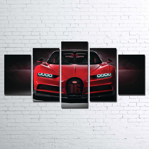 Red Bugatti Super Car Wall Art Canvas Decor Printing