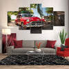 Image of Red Cuban Car Vacation Tropical Scenery Wall Art Canvas Decor Printing