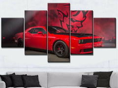 Red Dodge Challenger Muscle Car Wall Art Canvas Decor Printing