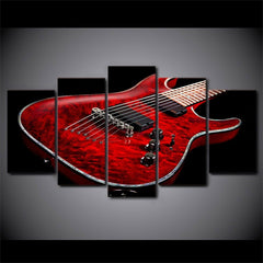 Red Electric Guitar Musical Instrument Wall Art Canvas Decor Printing