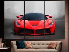 Red Ferrari Sports Car Wall Art Canvas Print Decor