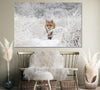 Image of Red Fox in Snow Forest Wall Art Canvas Print Decor-1Panel