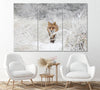 Image of Red Fox in Snow Forest Wall Art Canvas Print Decor-3Panels